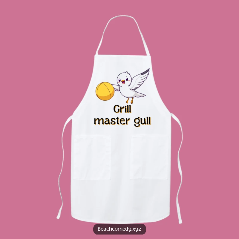 Funny Seagull Apron: Happy Beach Ball Kitchen Wear, Perfect Funny Gift