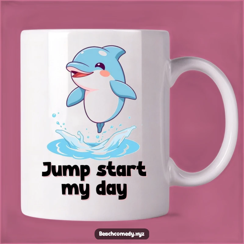 Funny Dolphin Leap Mug: Joyful Ocean Character, Perfect Funny Gift for Swimmers