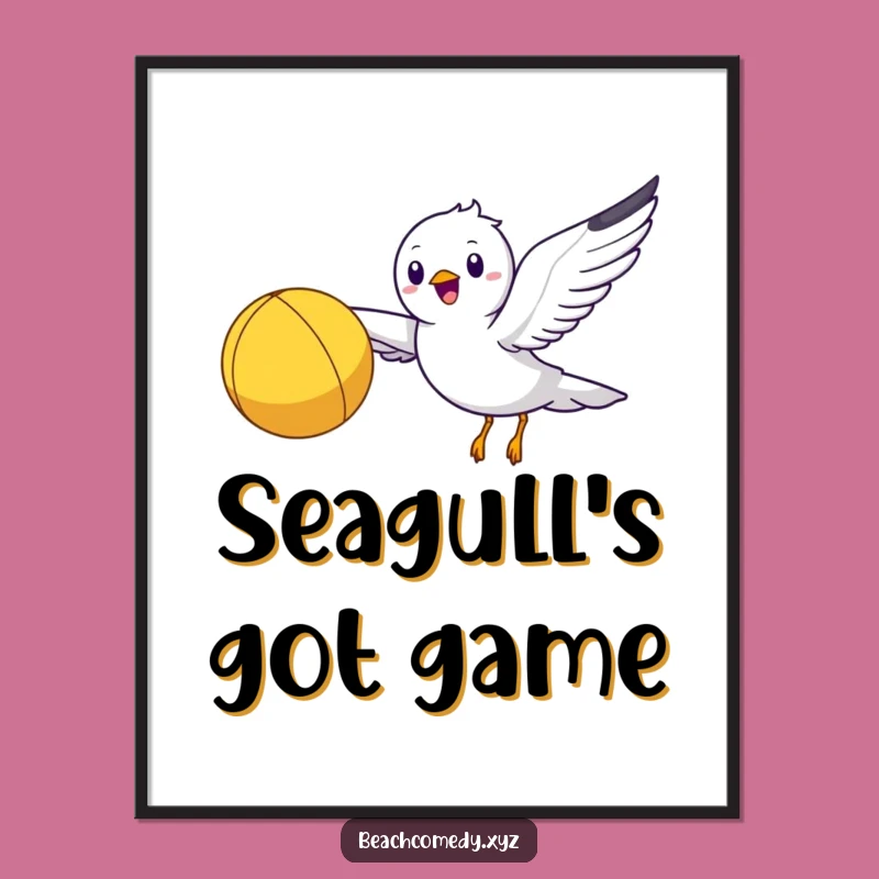 Funny Seagull Beach Poster: Happy Flyer Art, Ideal Funny Gift Decor