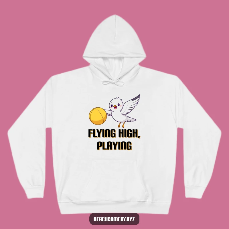 Funny Seagull Hoodie: Cozy Beach Ball Flyer Sweatshirt, Ultimate Funny Gift